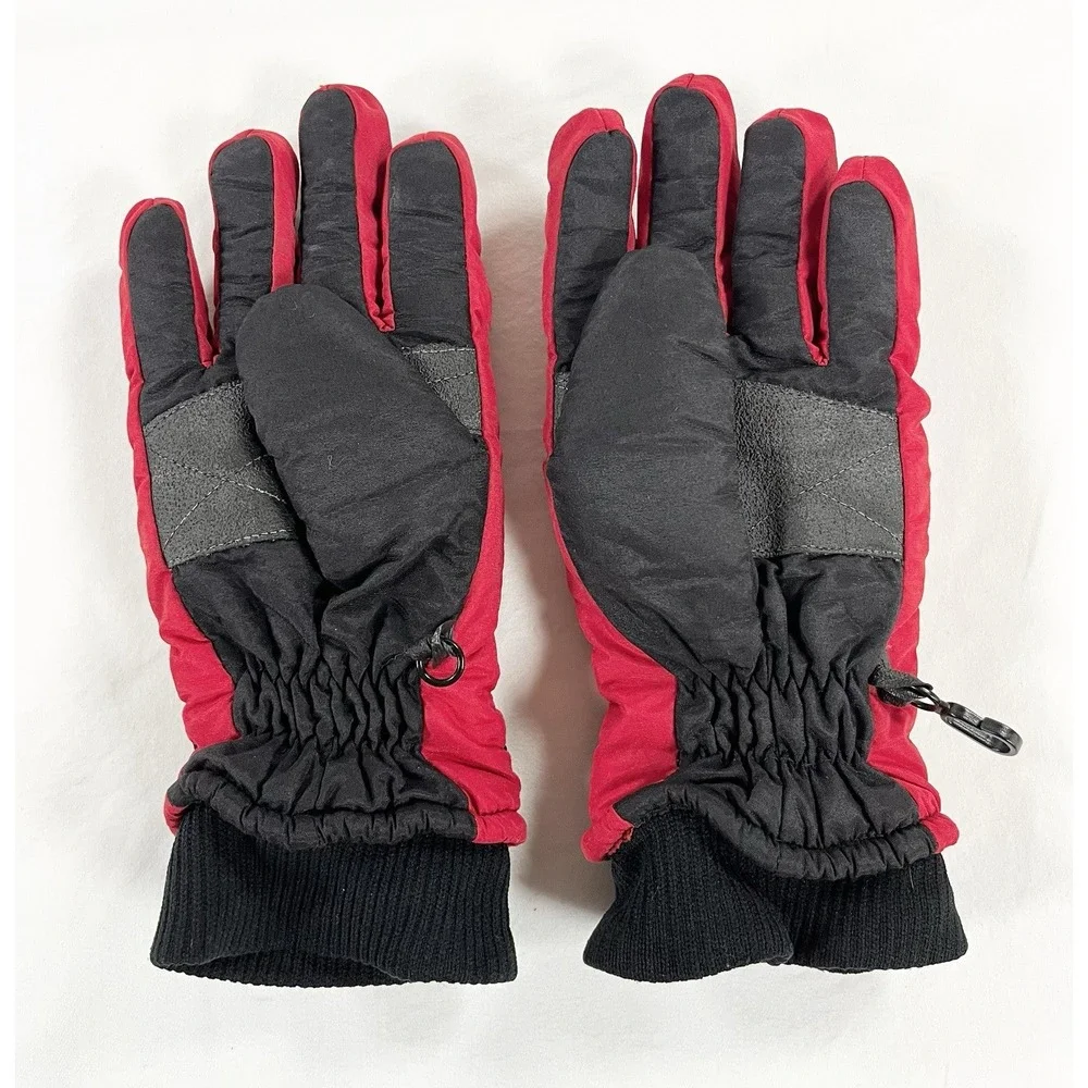 Vintage 1970s McGregor Taslan Ski Gloves Red Black Insulated Youth Large 10 12